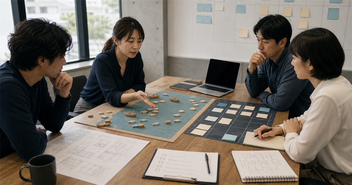 漁業資源シミュレーションとスプリント計画を同じテーブルで検討するプロジェクトチーム